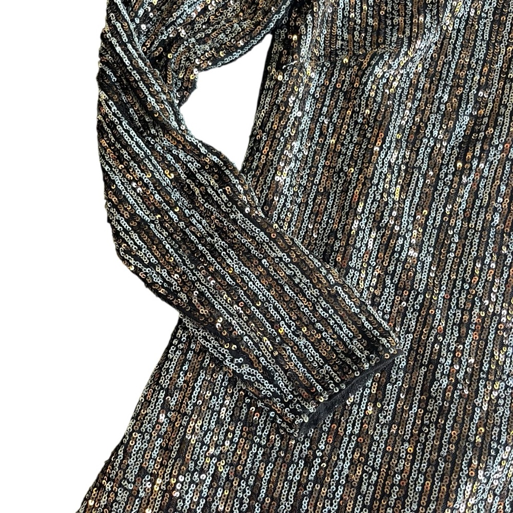 Vince Camuto Gold and Silver Long Sleeve Sequin Mini Dress Size 4 Cocktail Party - Picture 6 of 9